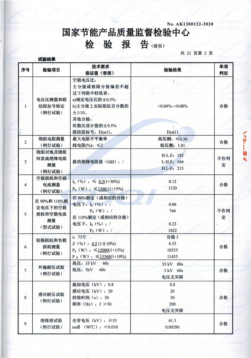 高低压试验报告-S11-1250清城清城清城油浸式变压器-2.jpg